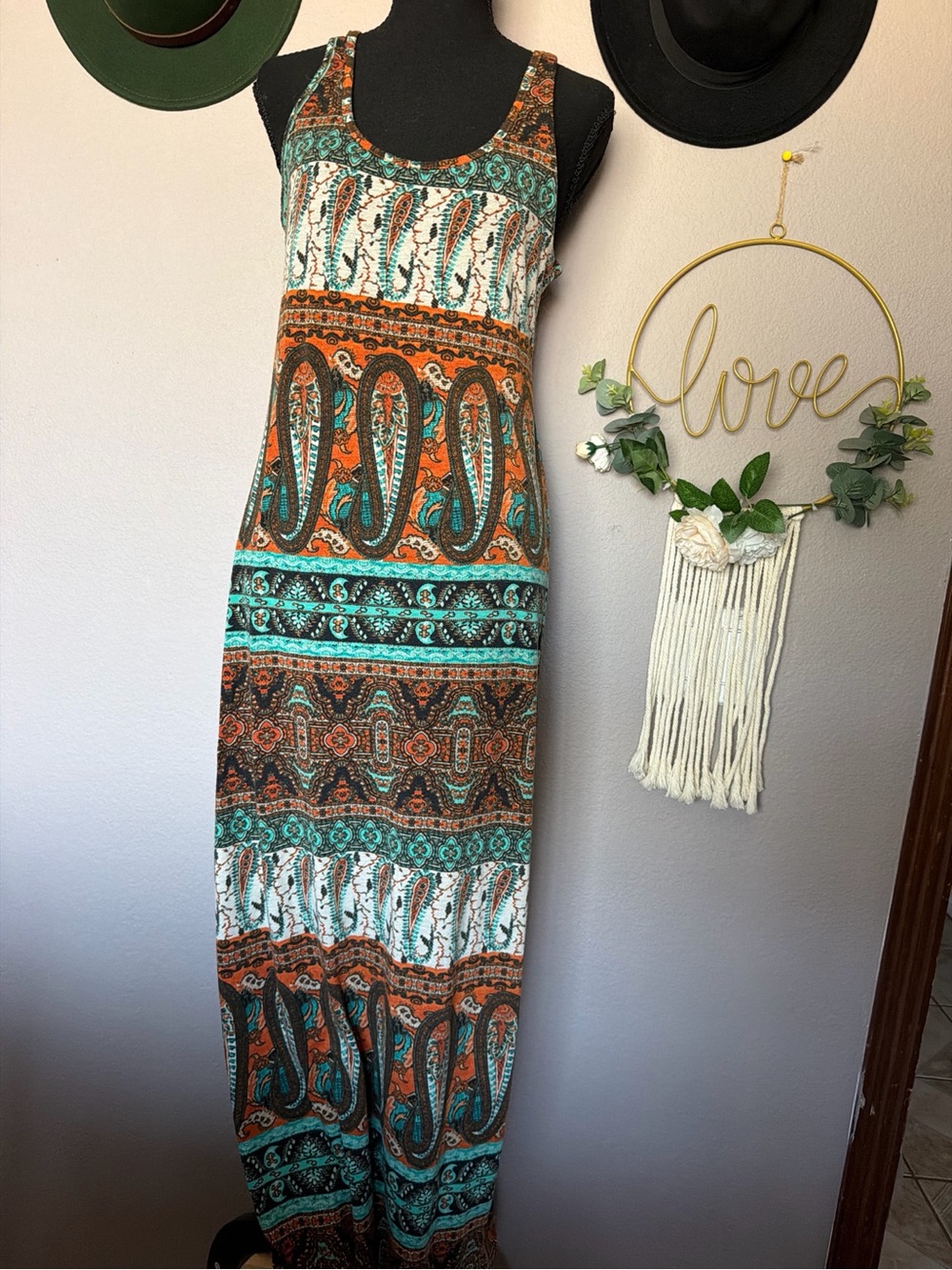 Ambiance Teal & Orange Paisley Maxi Dress